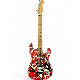 Used 2023 EVH Striped Series Frankie Red with Black and White Stripes Solid Body Electric Guitar