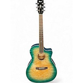 Used Cort GAQFCBB Ocean Blue Burst Acoustic Electric Guitar