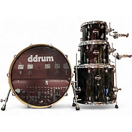 Used Ddrum 4 piece Dominion Birch With Ash Veneer Trans Black Drum Kit