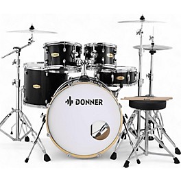 Used Donner 5 Piece DDS-520 Black Drum Kit