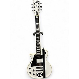 Used ESP LTD Iron Cross LH Black and White Solid Body Electric Guitar