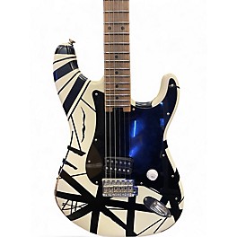 Used EVH Striped Series 78 Eruption White with Black Stripes Relic Solid Body Electric Guitar