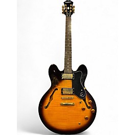 Used Epiphone Dot Deluxe Flametop 2 Color Sunburst Hollow Body Electric Guitar
