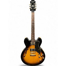 Used Epiphone Dot Deluxe Flametop Vintage Sunburst Hollow Body Electric Guitar