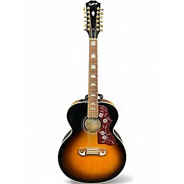 Used Epiphone J-200 Studio 2 Tone Sunburst 12 String Acoustic Electric Guitar