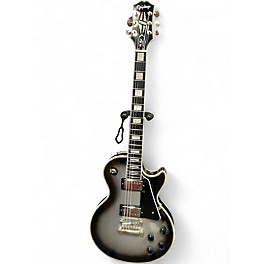 Used Epiphone Les Paul Custom Black and Silver Solid Body Electric Guitar