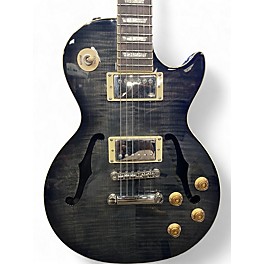 Used Epiphone Les Paul Standard Florentine Pro Trans Black Hollow Body Electric Guitar