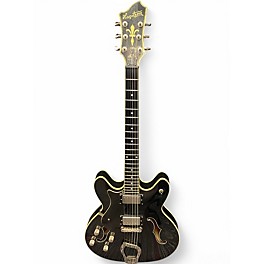 Used Hagstrom Viking Deluxe Left Handed Black Hollow Body Electric Guitar