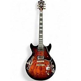 Used Ibanez AM153QA Dark Brown Sunburst Hollow Body Electric Guitar