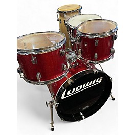 Used Ludwig 5 piece Monroe Keystone 5 Piece Red Sparkle Drum Kit