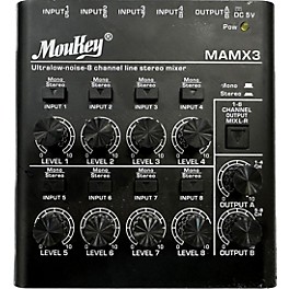 Used Used Moukey Audio Mixer Line Mixer, DC 5V, 8-Stereo Ultra, Low Noise 8-Channel For Sub-Mixing Mixer