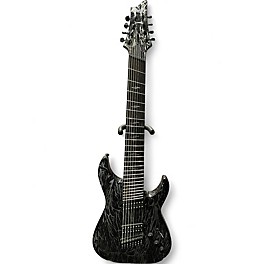 Used Schecter Guitar Research C8 Silver Mountain Multiscale Distressed black satin Solid Body Electric Guitar