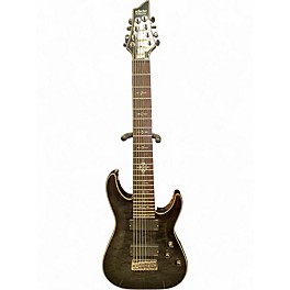 Used Schecter Guitar Research Damien Elite 8 String Trans Black Solid Body Electric Guitar