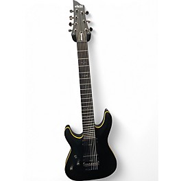Used Schecter Guitar Research Demon 7 String LH Black Solid Body Electric Guitar