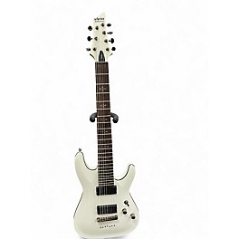 Used Schecter Guitar Research Demon 7 String White Solid Body Electric Guitar