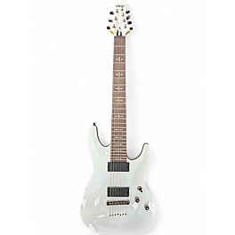 Used Schecter Guitar Research Demon 7 String White Solid Body Electric Guitar