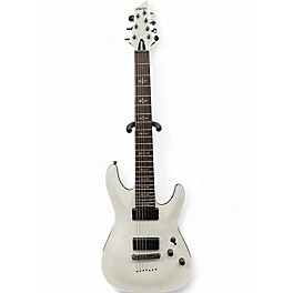 Used Schecter Guitar Research Demon 7 String White Solid Body Electric Guitar