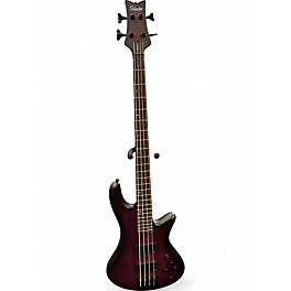Used Schecter Guitar Research Stiletto Studio 4 String Fretless Transparent Purple Burst Electric Bass Guitar