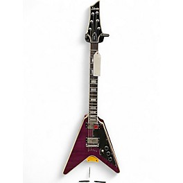 Used Schecter Guitar Research custom v Trans Purple Solid Body Electric Guitar