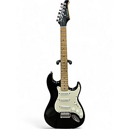 Used Silvertone Stratocaster Black Solid Body Electric Guitar