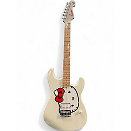 Used Squier Hello Kitty Stratocaster Single Hum Pink With Kitty Pickguard white Solid Body Electric Guitar
