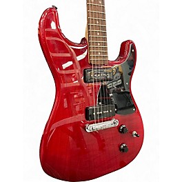 Used Squier Paranormal Strat-O-Sonic Crimson Red Transparent Solid Body Electric Guitar