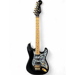 Used Squier Pro Tone Stratocaster Black and Gold Solid Body Electric Guitar