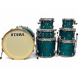 Used TAMA 7 Piece Superstar Classic Gloss Sapphire Lacebark Pine Drum Kit