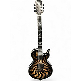 Used Wylde Audio Odin Grail Orange With Black Buzz Saw Graphic Charcoal Burst Solid Body Electric Guitar