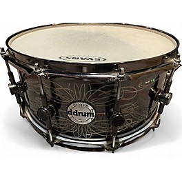 Used ddrum 6.5X14 Reflex Tattooed Lady Engraved Black Steel Snare Black Chrome Drum