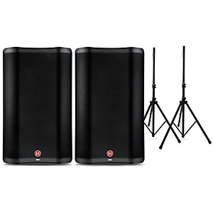 Harbinger VARI 2300 Series Powered Speakers Package with Speaker Stands 15