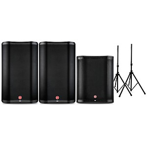 Harbinger VARI 2300 Series Powered Speakers and V2318S Subwoofer Package With Speaker Stands 15