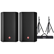Harbinger VARI V1112 12" Powered Speakers Pair With Speaker Stands