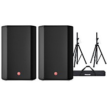 Harbinger VARI V1115 15" Powered Speakers Pair With Speaker Stands