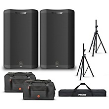 Harbinger VARI V4415 15" 675W Powered Speakers Package With Bags & Stands