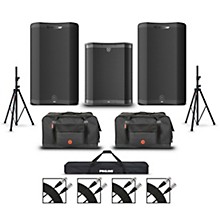 Harbinger VARI V4415 15" 675W Powered Speakers Package With VS18 18" Subwoofer, Stands, Bags & Cables