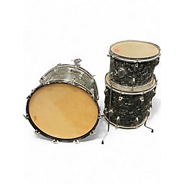 Vintage 1960s Ludwig 3 Piece Downbeat Black Diamond Pearl Drum Kit