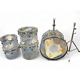 Vintage 1970s Ludwig 5 Piece Quadraplus Clear Vistalite Drum Kit