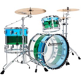 Ludwig Vistalite 50th Anniversary Fab 3-Piece Shell Pack With 22" Bass Drum Blue/Green/Clear