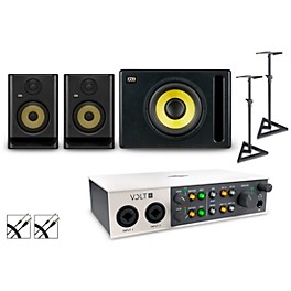 Universal Audio Volt 4 with KRK ROKIT G5 Studio Monitor Pair & S10 Subwoofer (Stands & Cables Included)