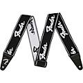 Fender WeighLess 2" Running Logo Strap Black and White 2 in.