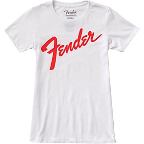 Fender Woman's Vintage Logo Tee Small White/Black | Guitar Center