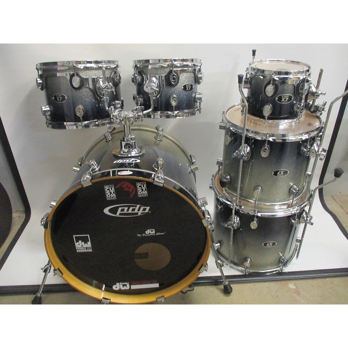 Used PDP by DW X7 Maple Drum Kit Silver\Black Sparkle Fade Guitar Center
